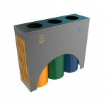 ELM PCW - modern powder coated metal and wood recycle bin station