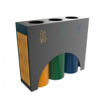 ELM PCW - modern powder coated metal and wood recycle bin station
