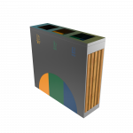 ELM PCW - modern powder coated metal and wood recycle bin station