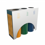 ELM SSTW - modern stainless steel and wood recycle bins station