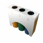 ELM SSTW - modern stainless steel and wood recycle bins station