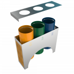 ELM SSTW - modern stainless steel and wood recycle bins station