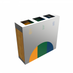 ELM SSTW - modern stainless steel and wood recycle bins station